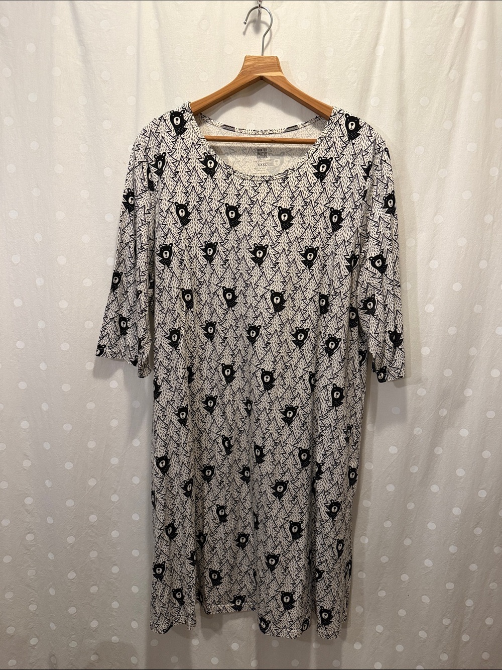 Helsinki Black & White Bear-Print Midi Shift Dress